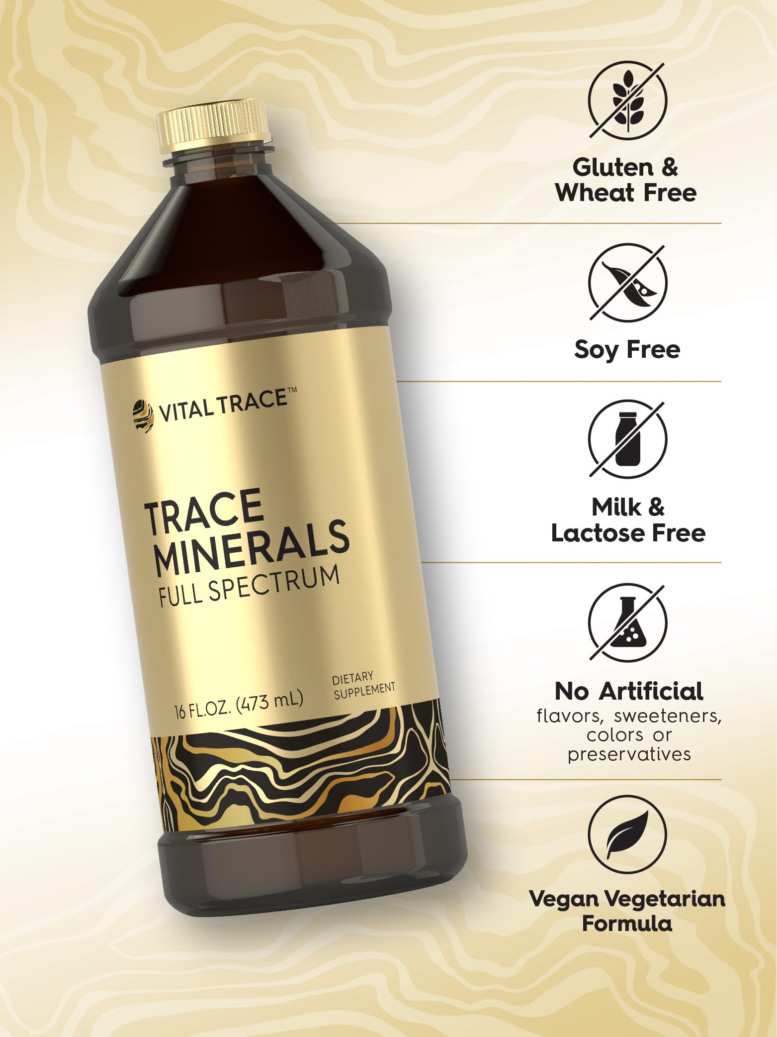 Carlyle Trace Minerals | 16 fl oz | Full Spectrum Minerals Supplement | Vegetarian, Non-GMO and Gluten Free Liquid | by Vital Trace